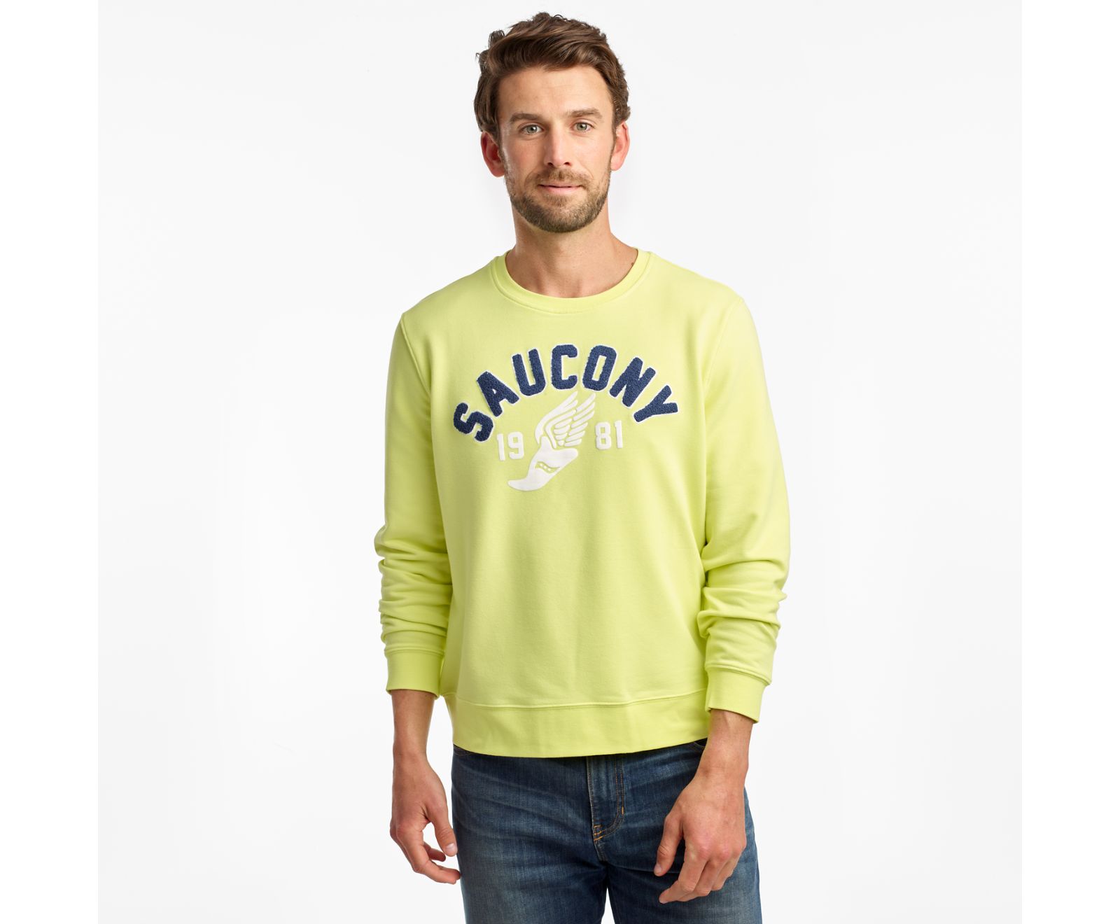 Saucony Rested Crewneck Men's Shirts Orange / Light Green | AU 626WNBY